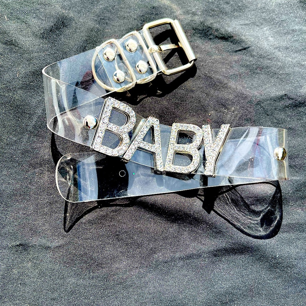 Baby bling vinyl choker DollsKill necklace gem Diamond font bold Y2k jelly clear